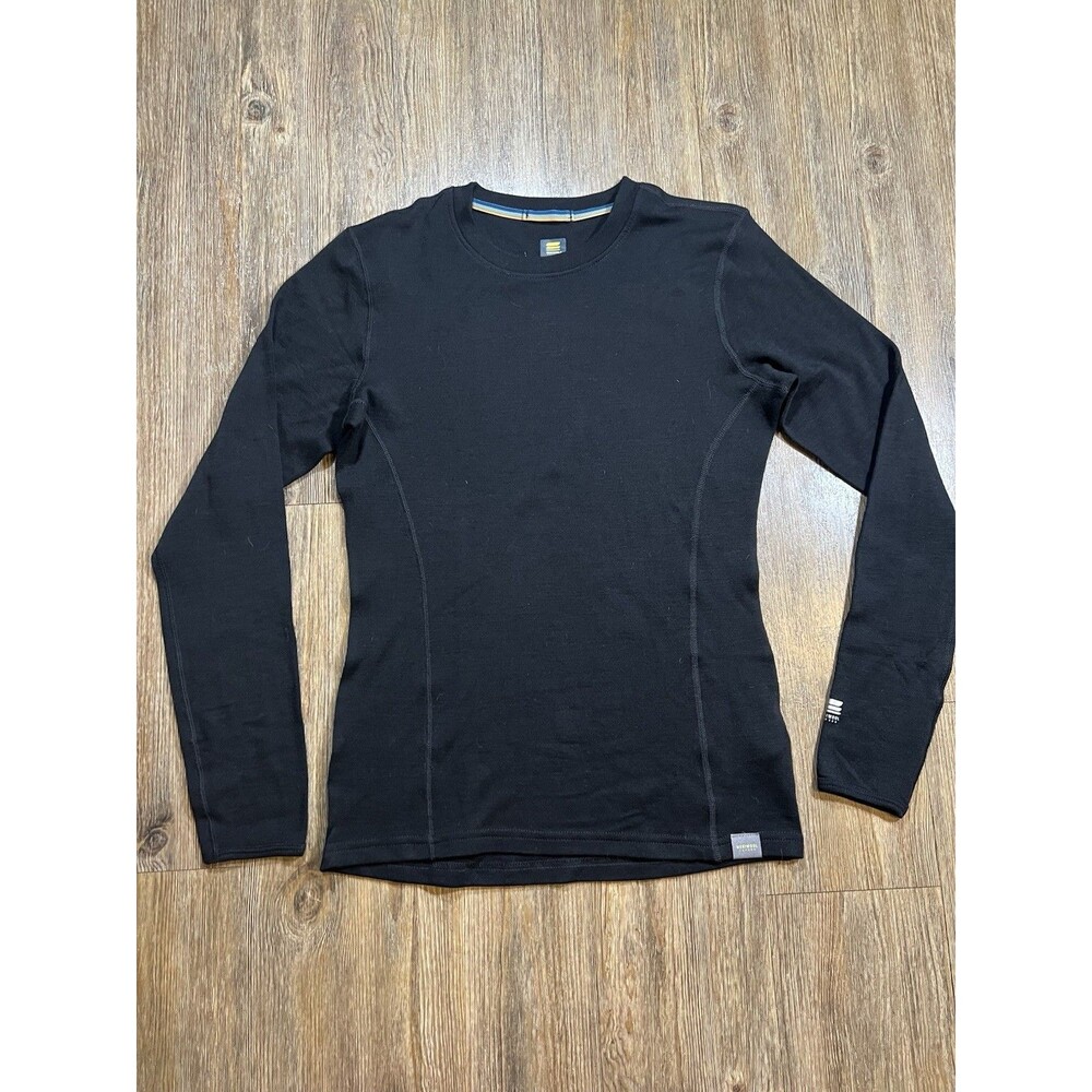 Meriwool Layers 250g Women's Black Merino Wool Long Sleeve Baselayer Shirt Sz M